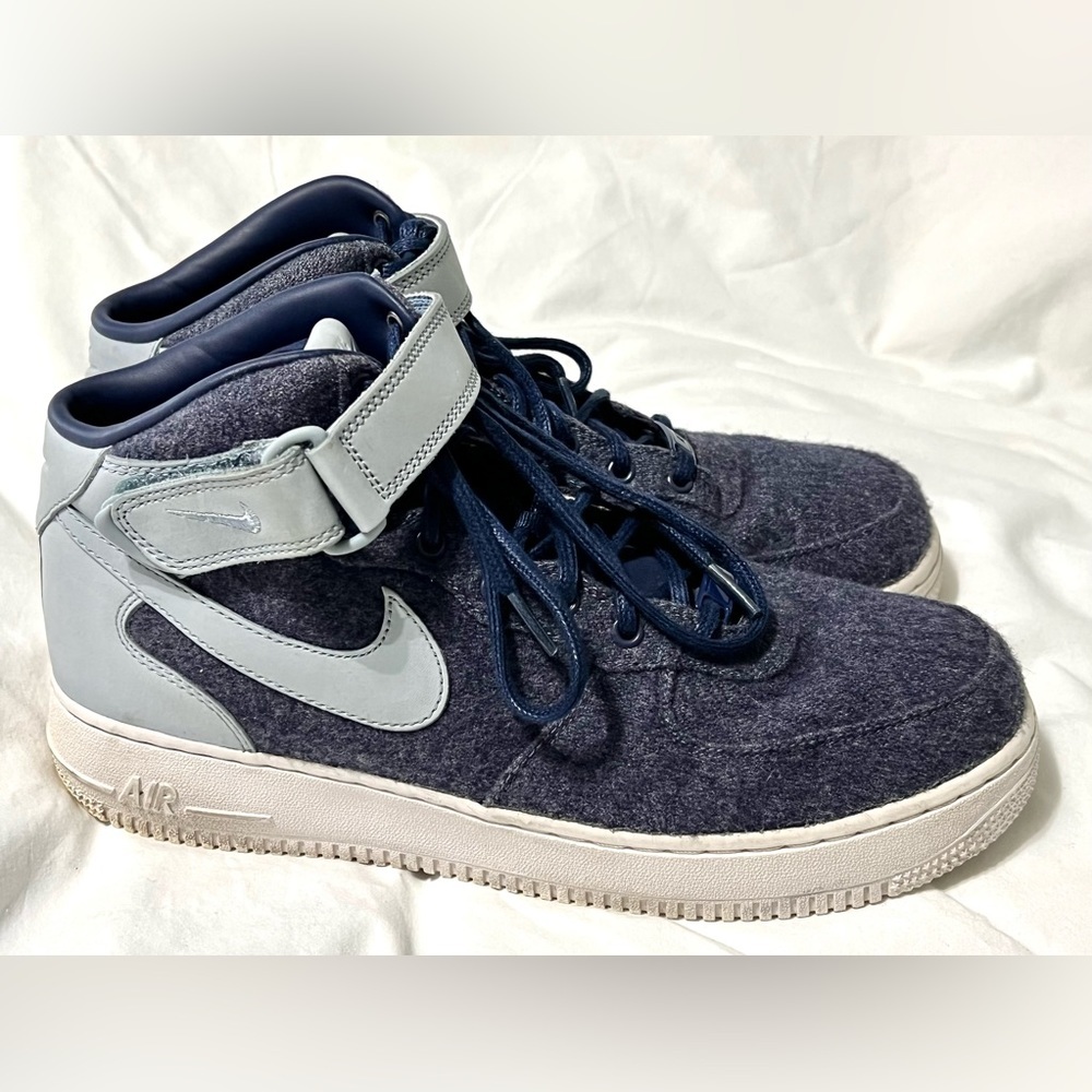 NIKE AIR FORCE 1 PRM WOMENS BLUE & GRAY MID SHOES SZ. 11
